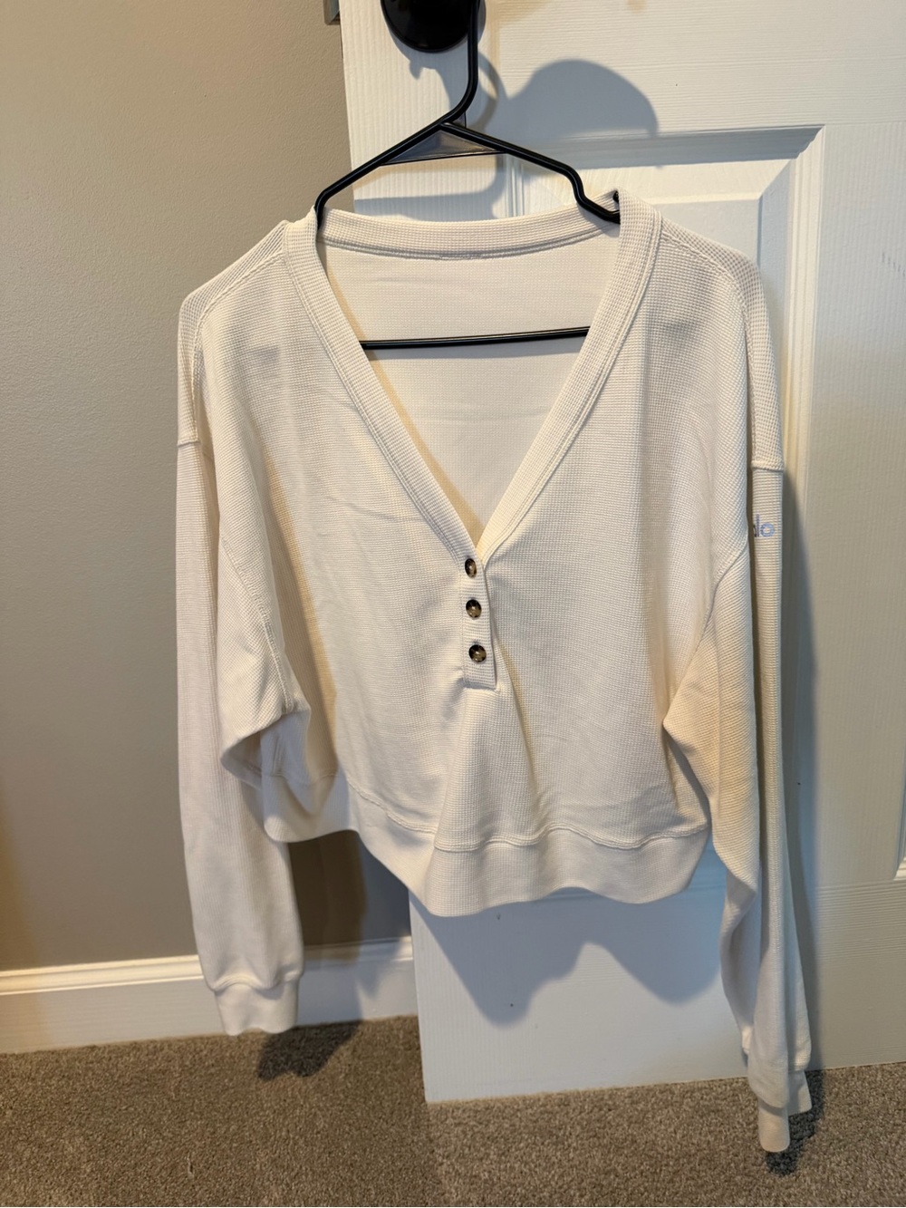Alo Yoga Alolux Soft Oversized Henley In Ivory